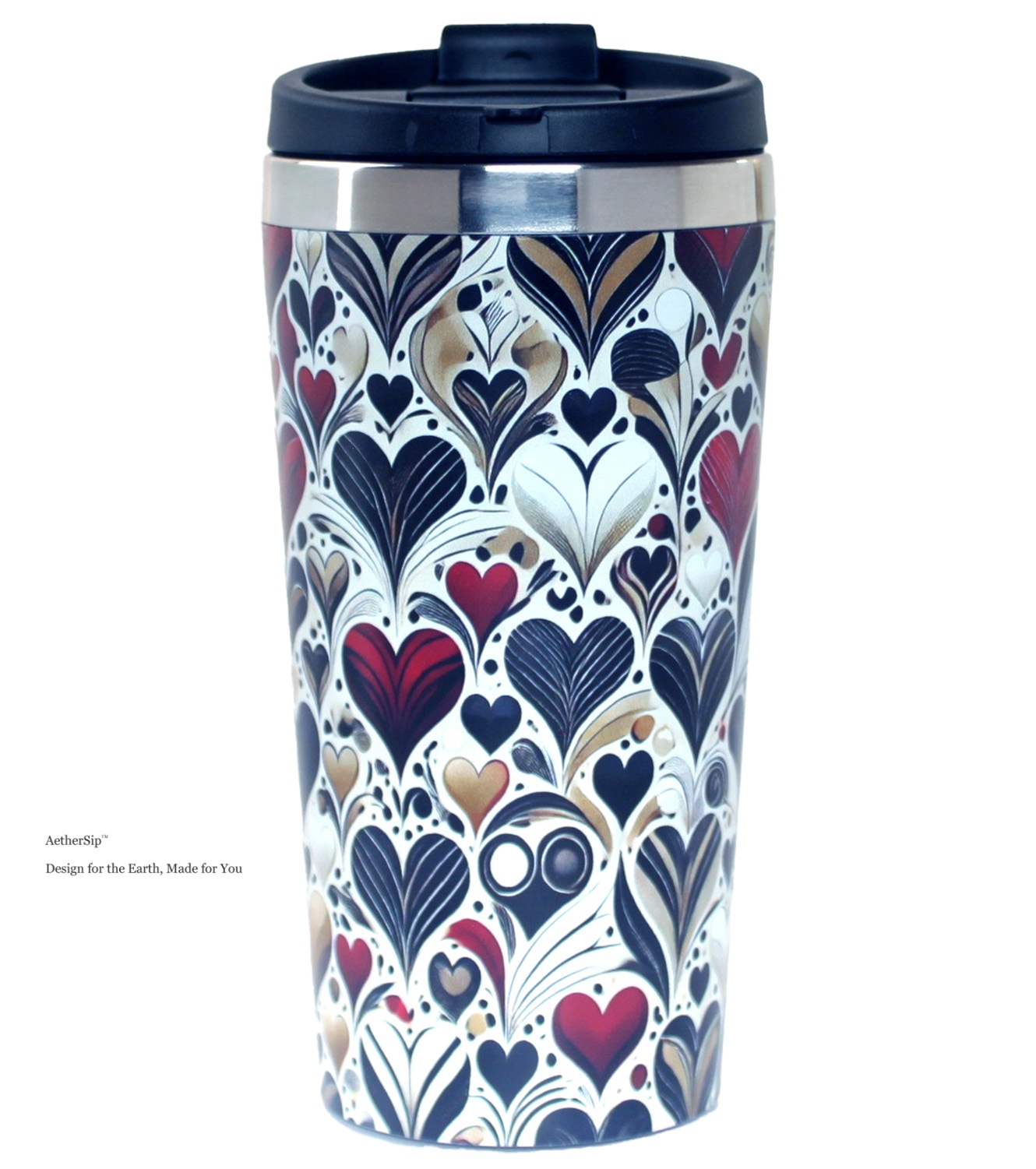 Heart-Themed Travel Mug