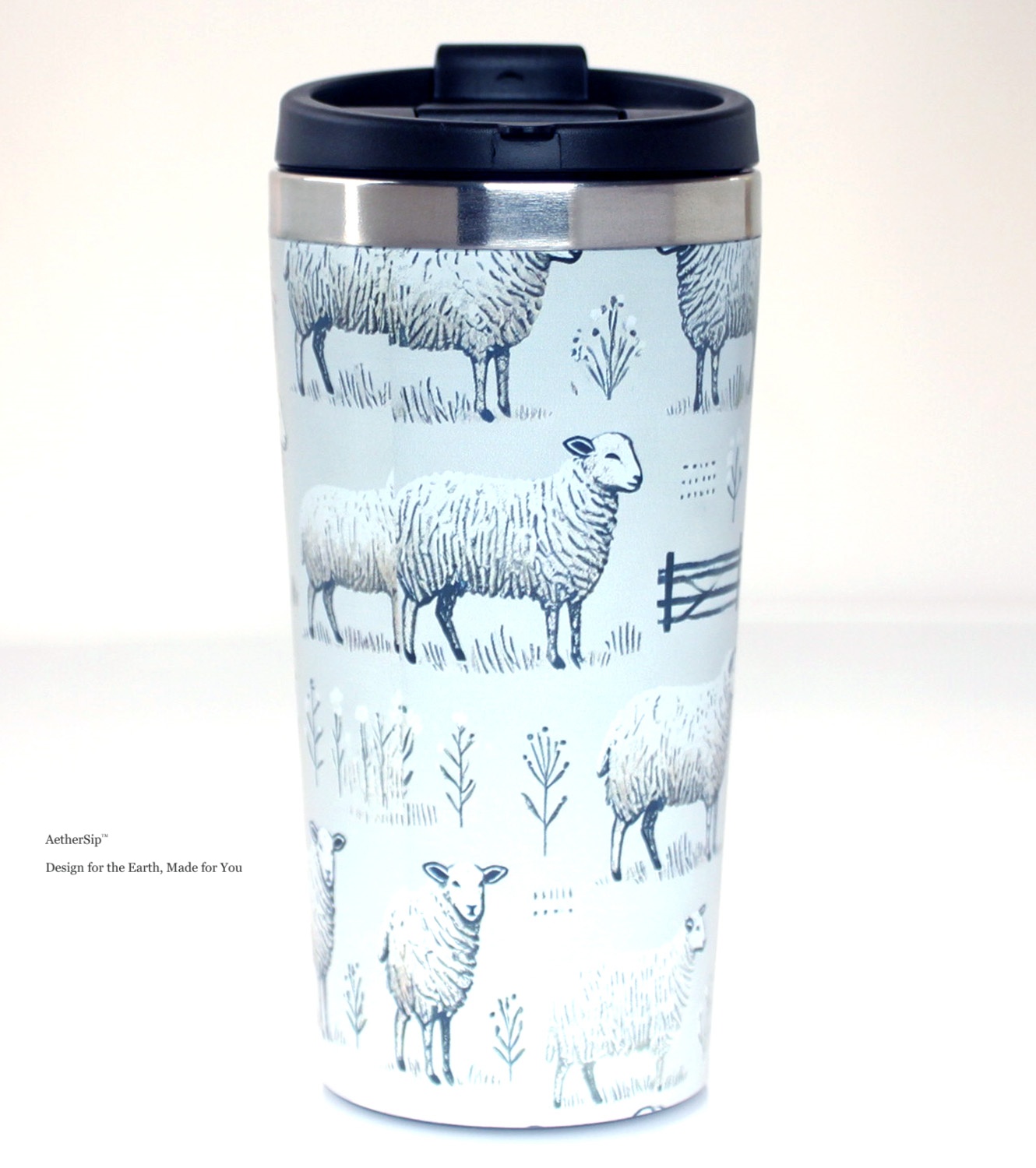 Sheep-Themed Travel Mug