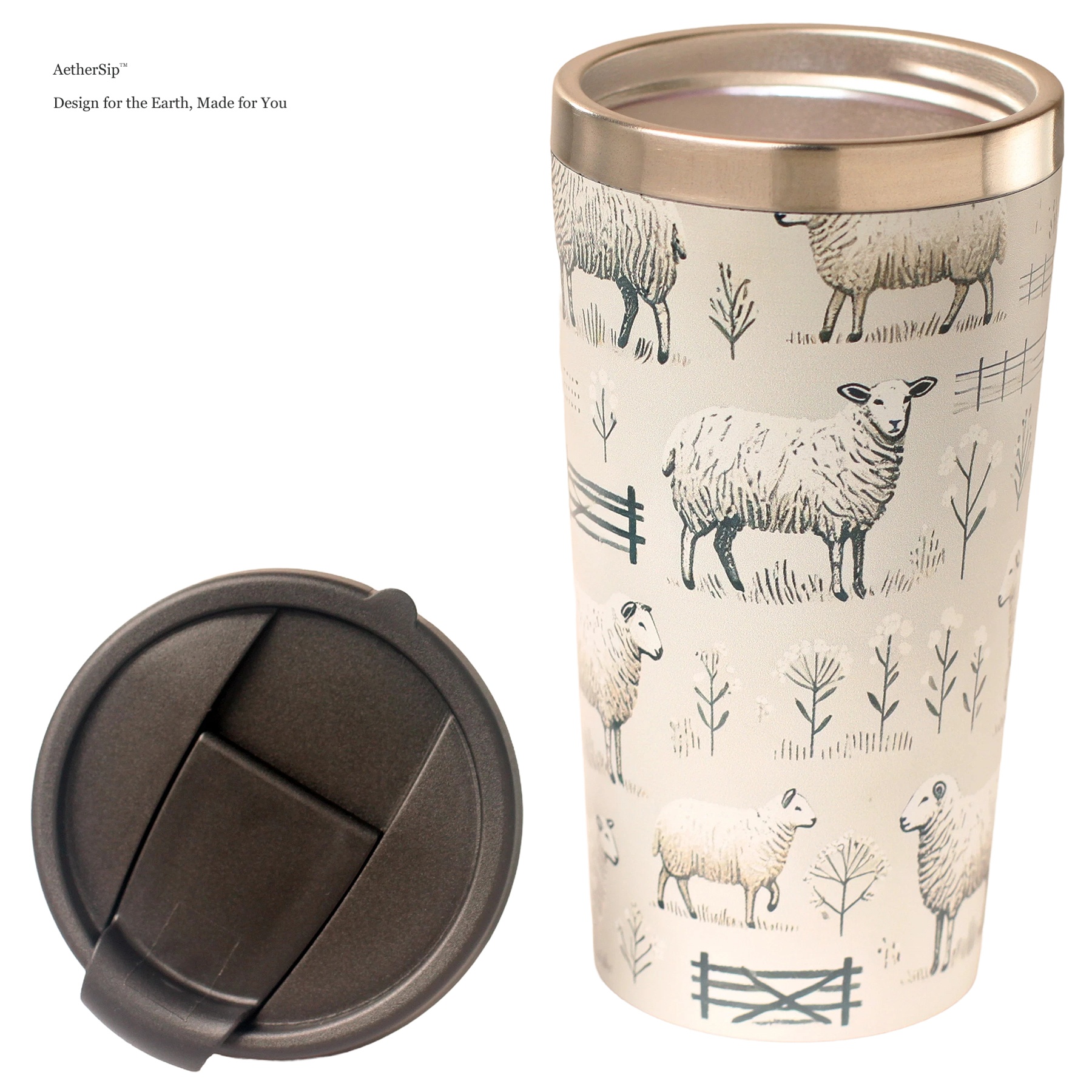 Sheep-Themed Travel Mug Alternate View 2