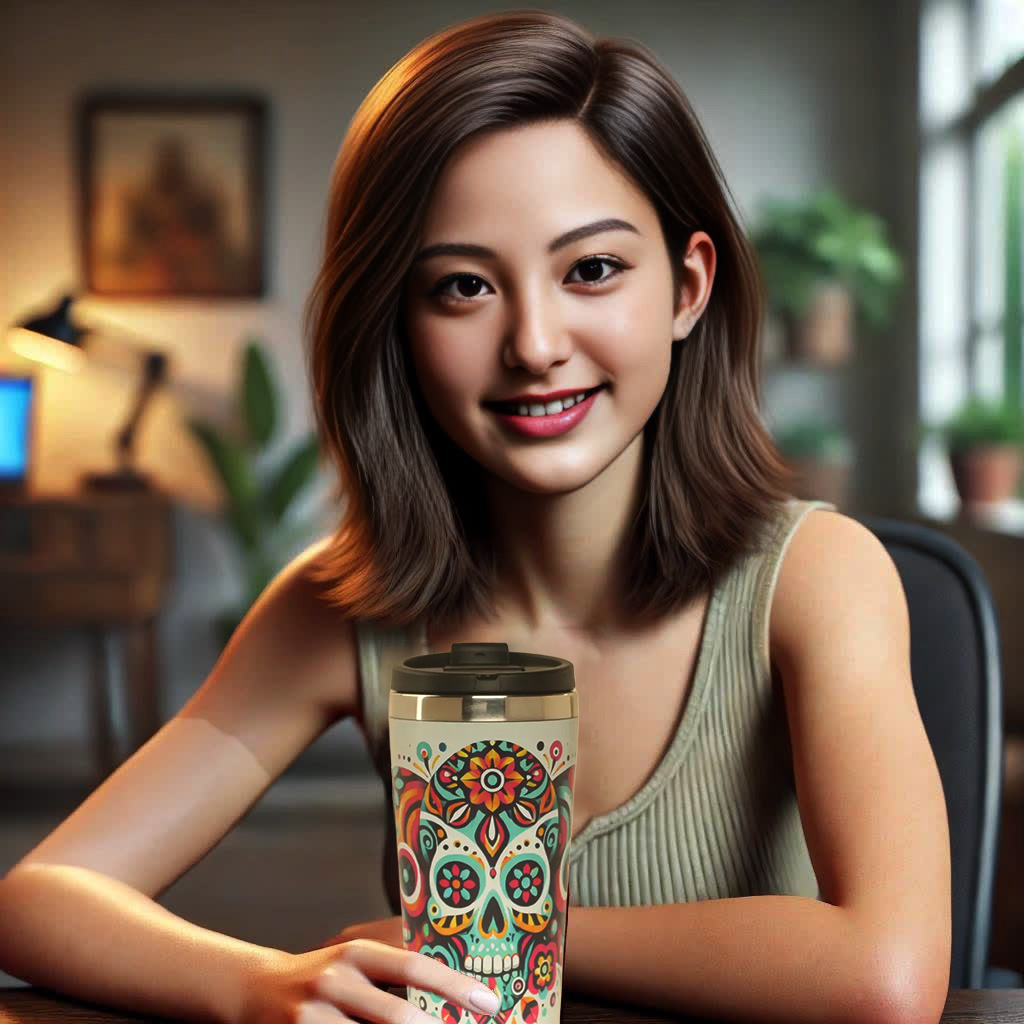 Colorful Skull-Themed Travel Mug Alternate View 4