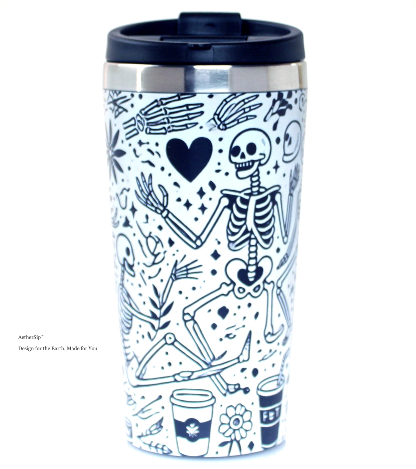 Modern Minimalist Skull-Themed Travel Mug