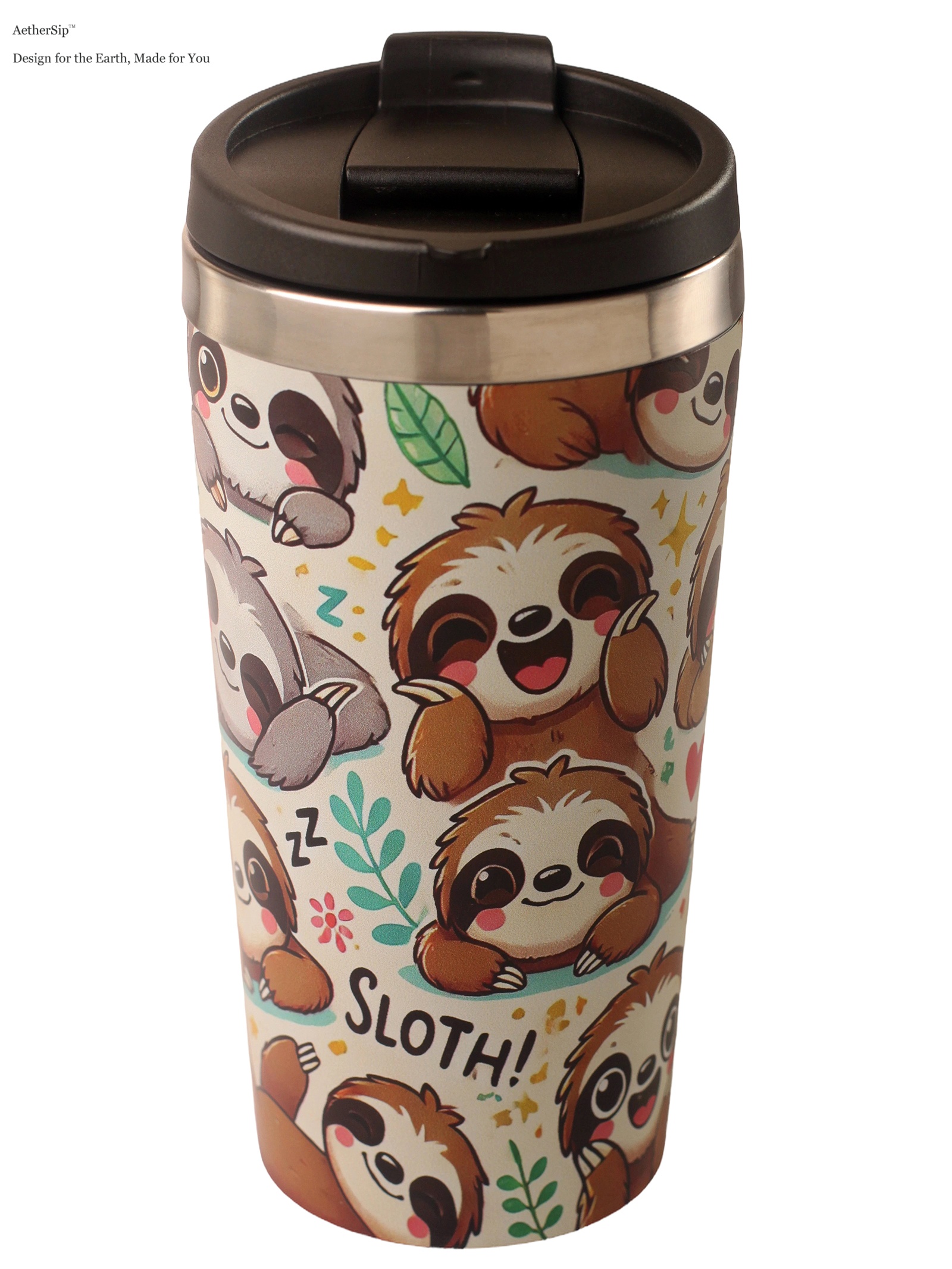 Sloth-Themed Travel Mug Alternate View 1