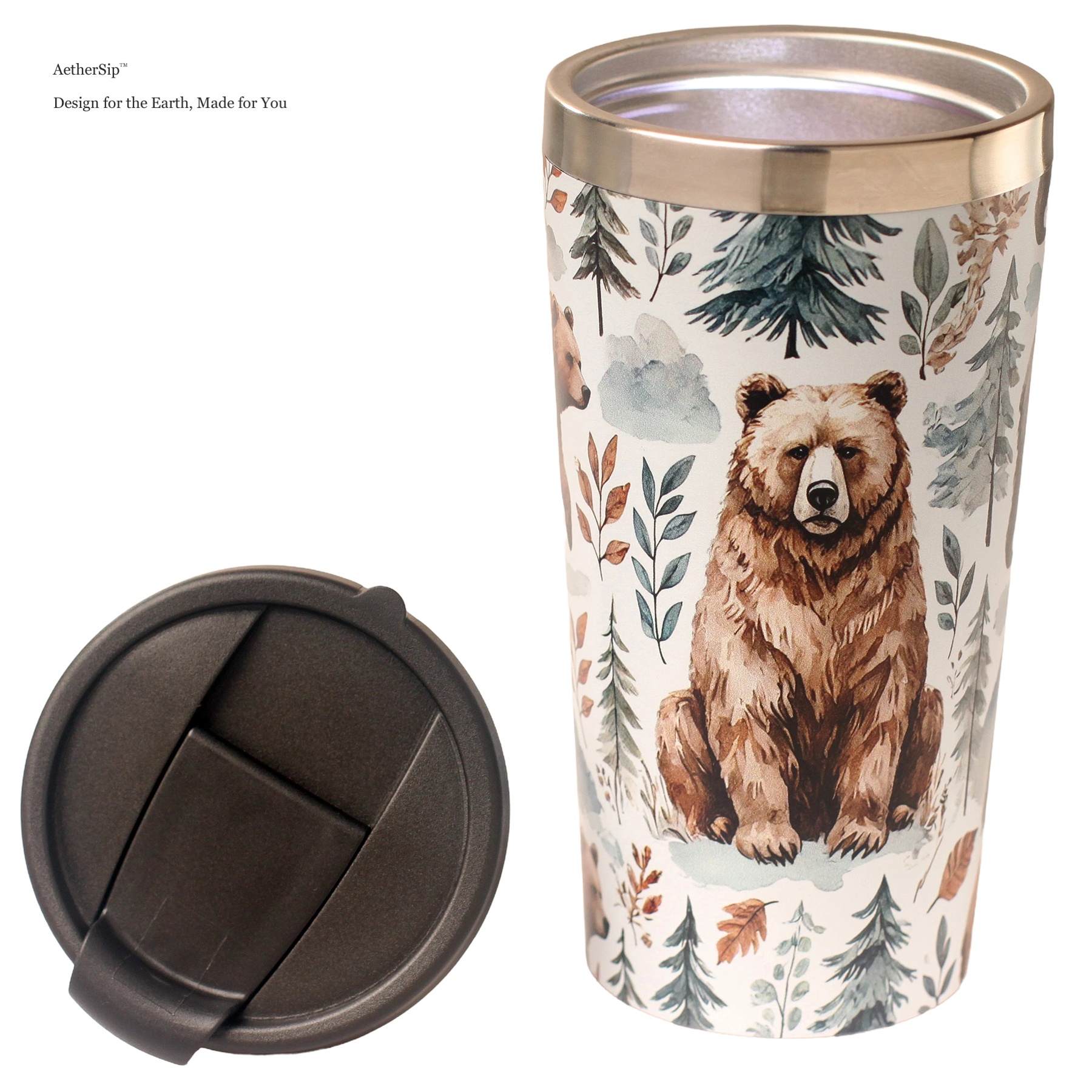 Bear-Themed Watercolor Travel Mug Alternate View 2