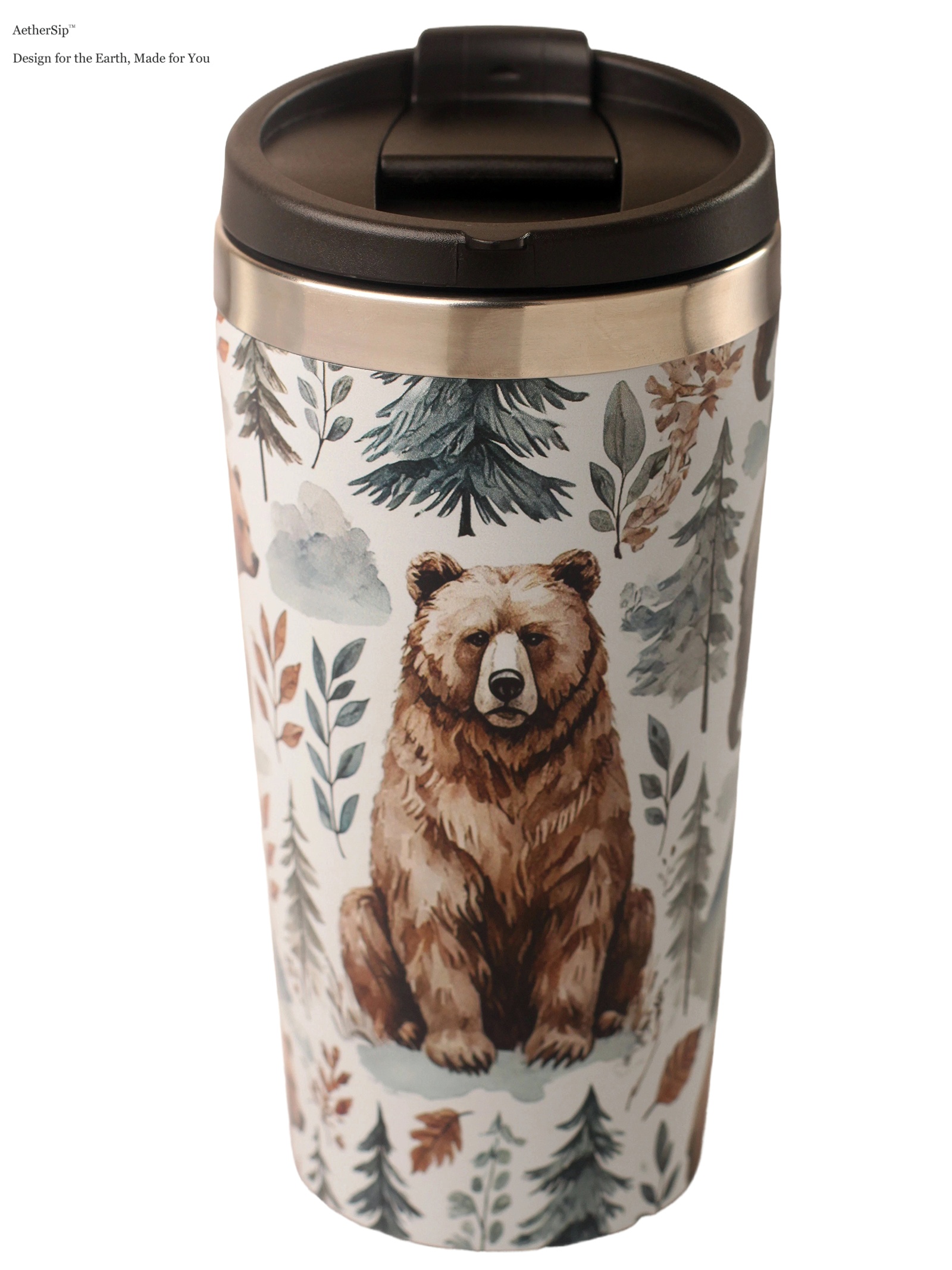 Bear-Themed Watercolor Travel Mug Alternate View 1