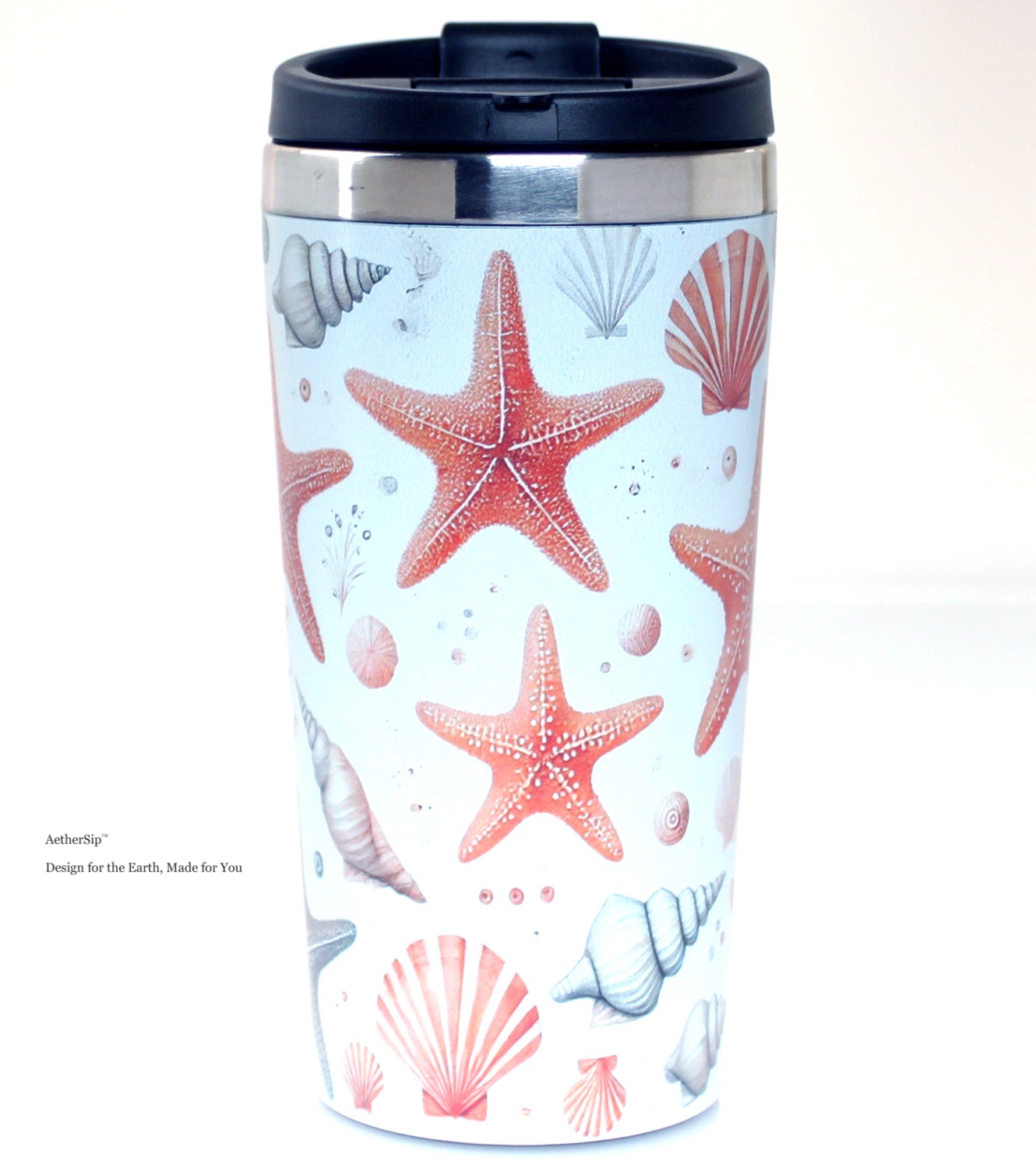 Starfish-Themed Travel Mug