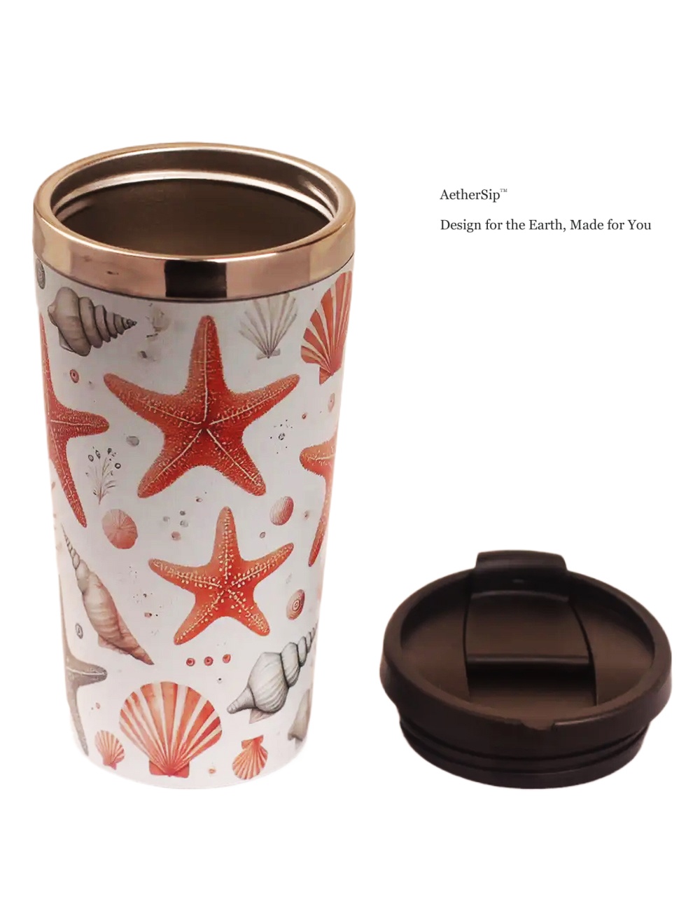 Starfish-Themed Travel Mug Side View