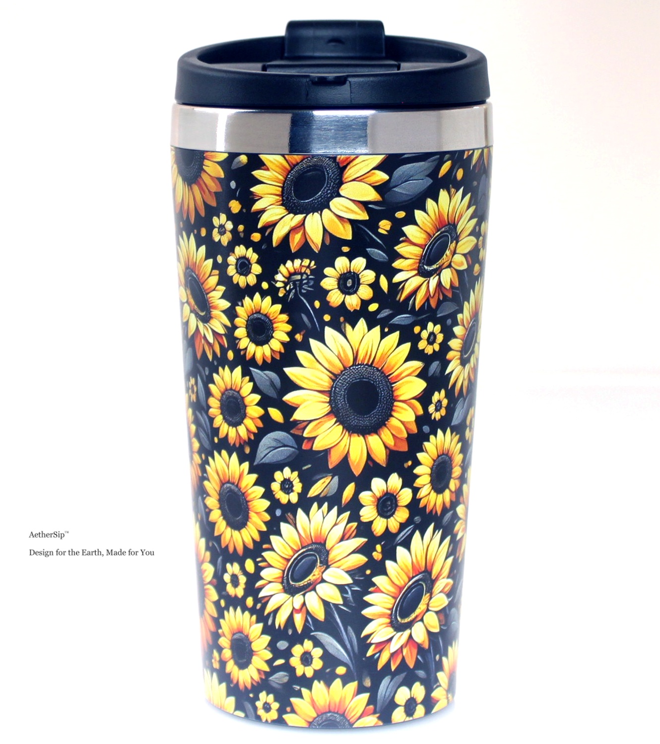 Sunflower-Themed Travel Mug