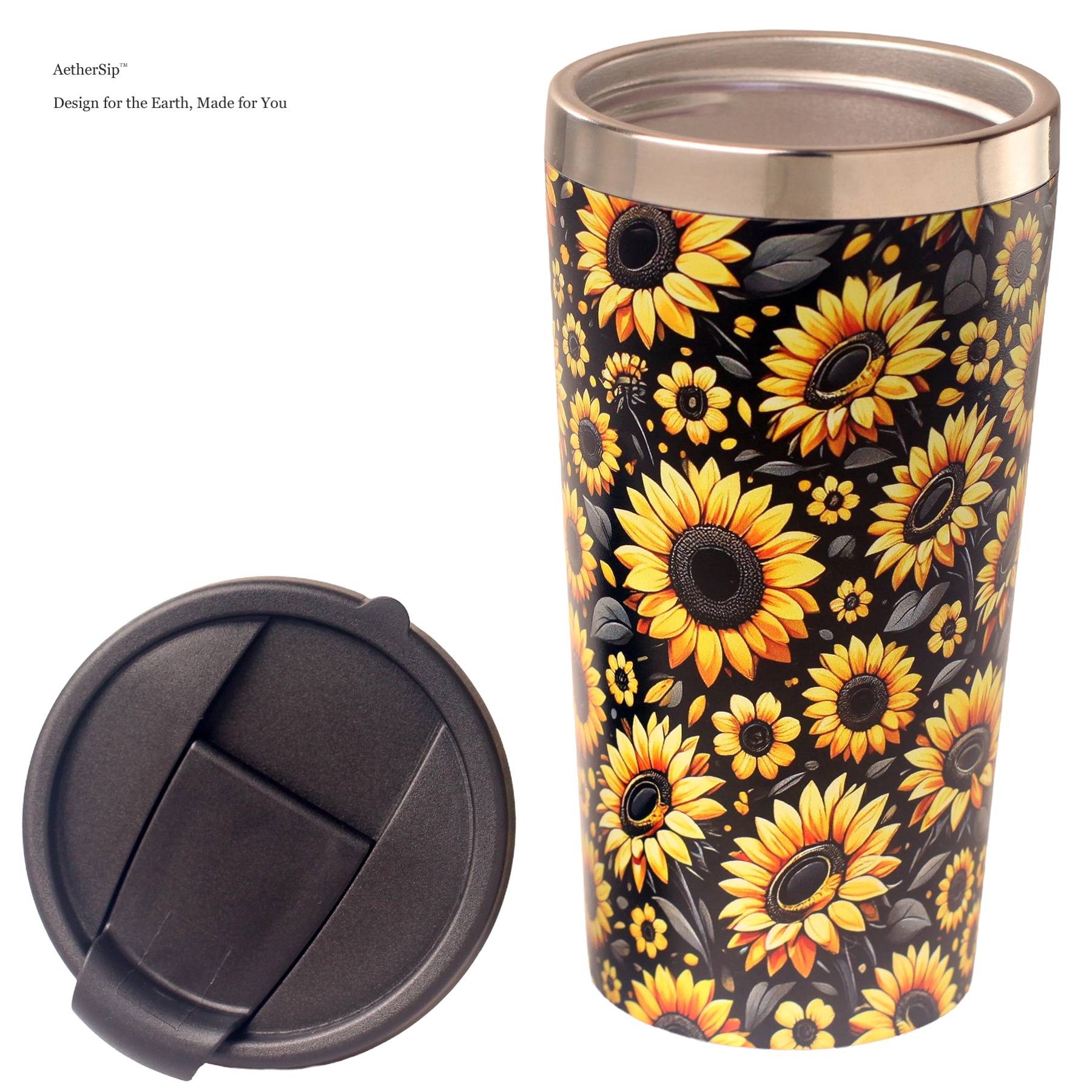 Sunflower-Themed Travel Mug Alternate View 2