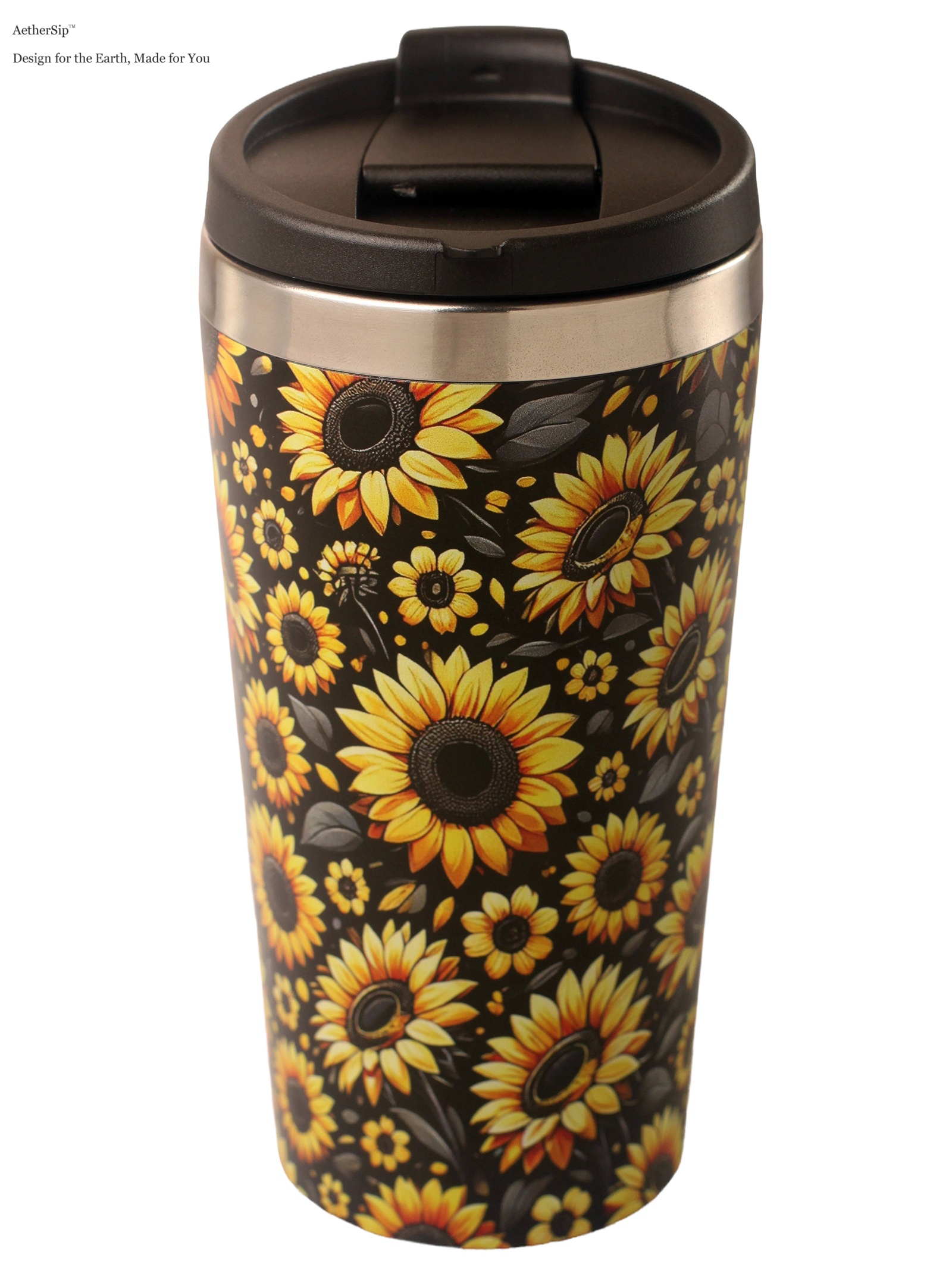 Sunflower-Themed Travel Mug Alternate View 1