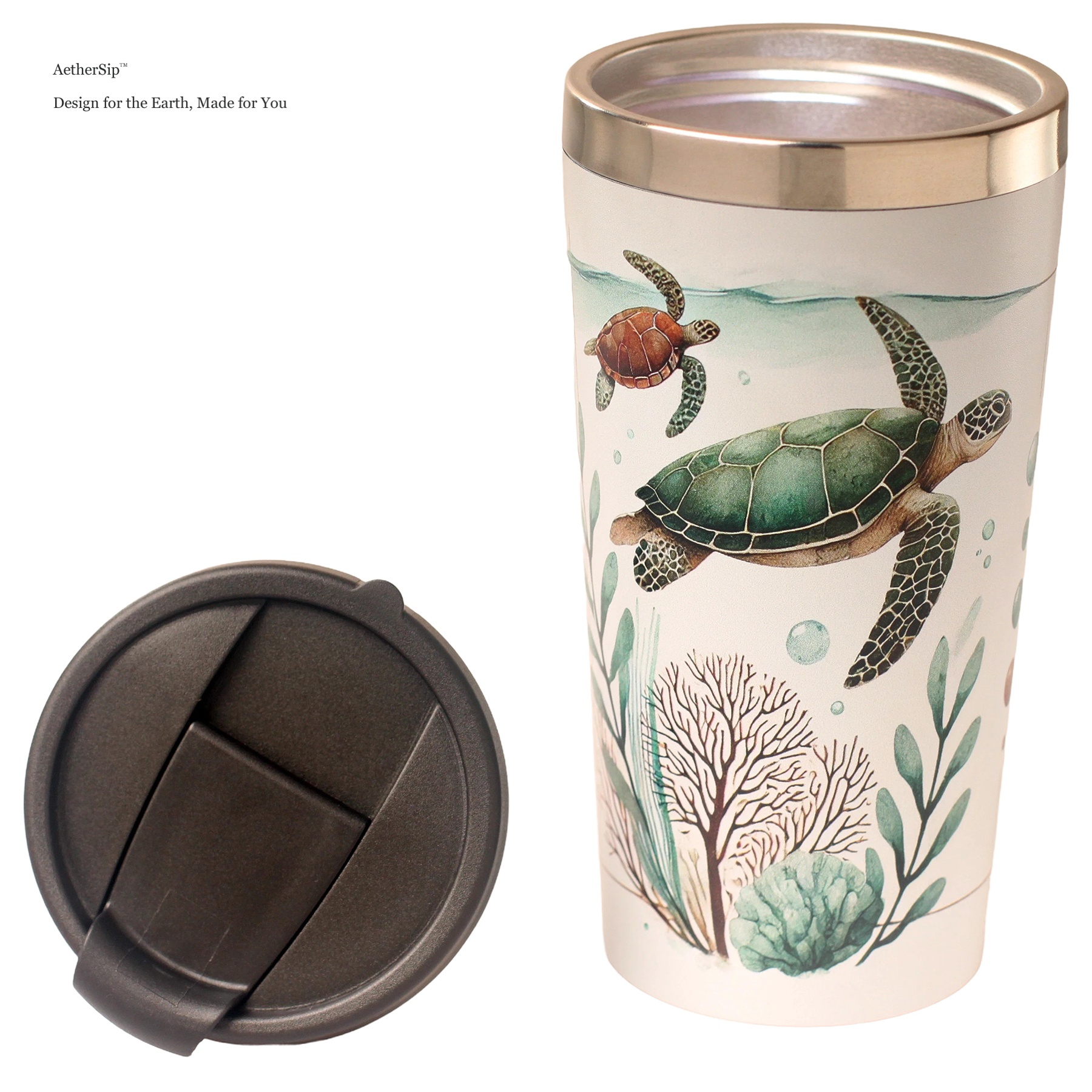 Sea Turtle-Themed Travel Mug Alternate View 2