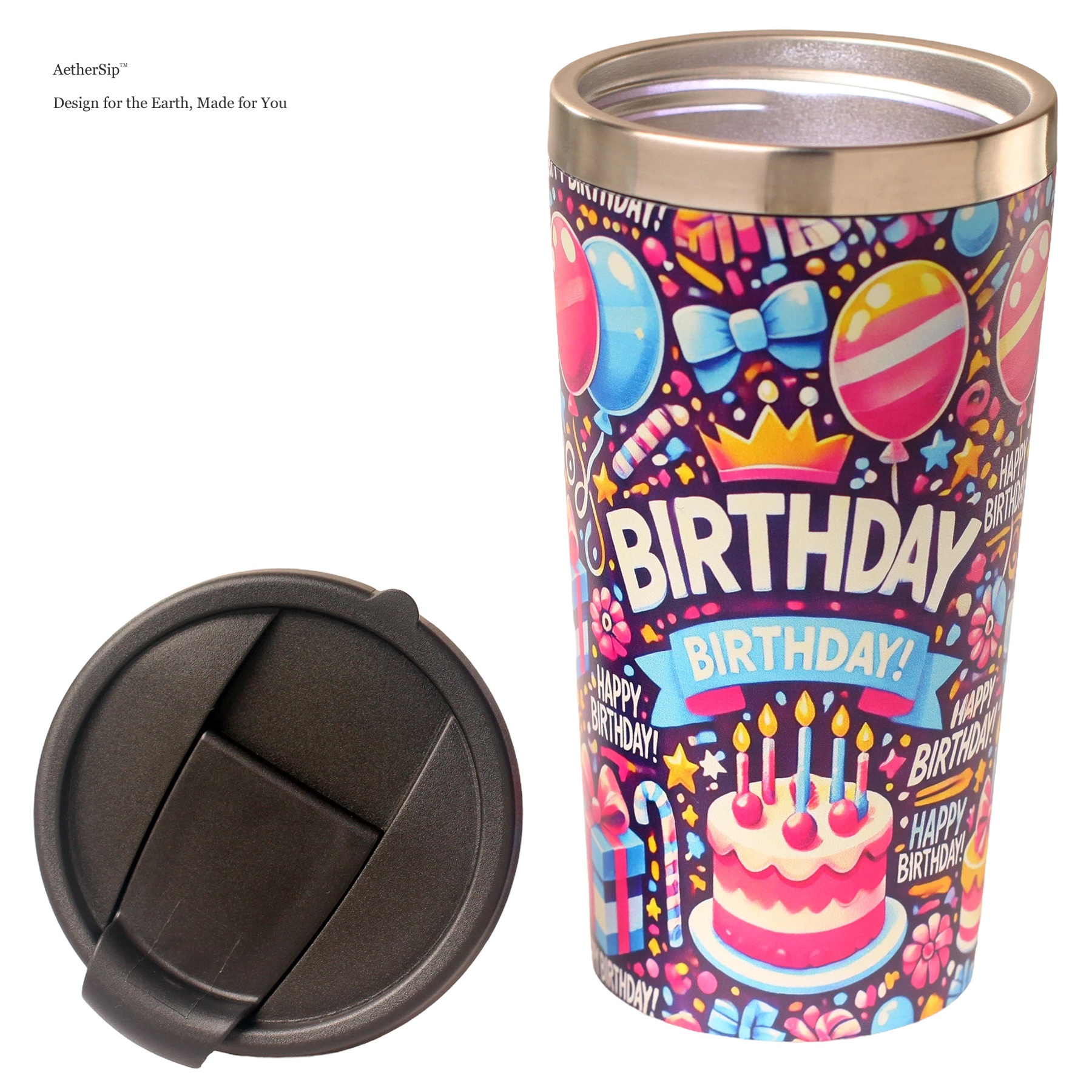 Birthday-Themed Travel Mug Alternate View 2