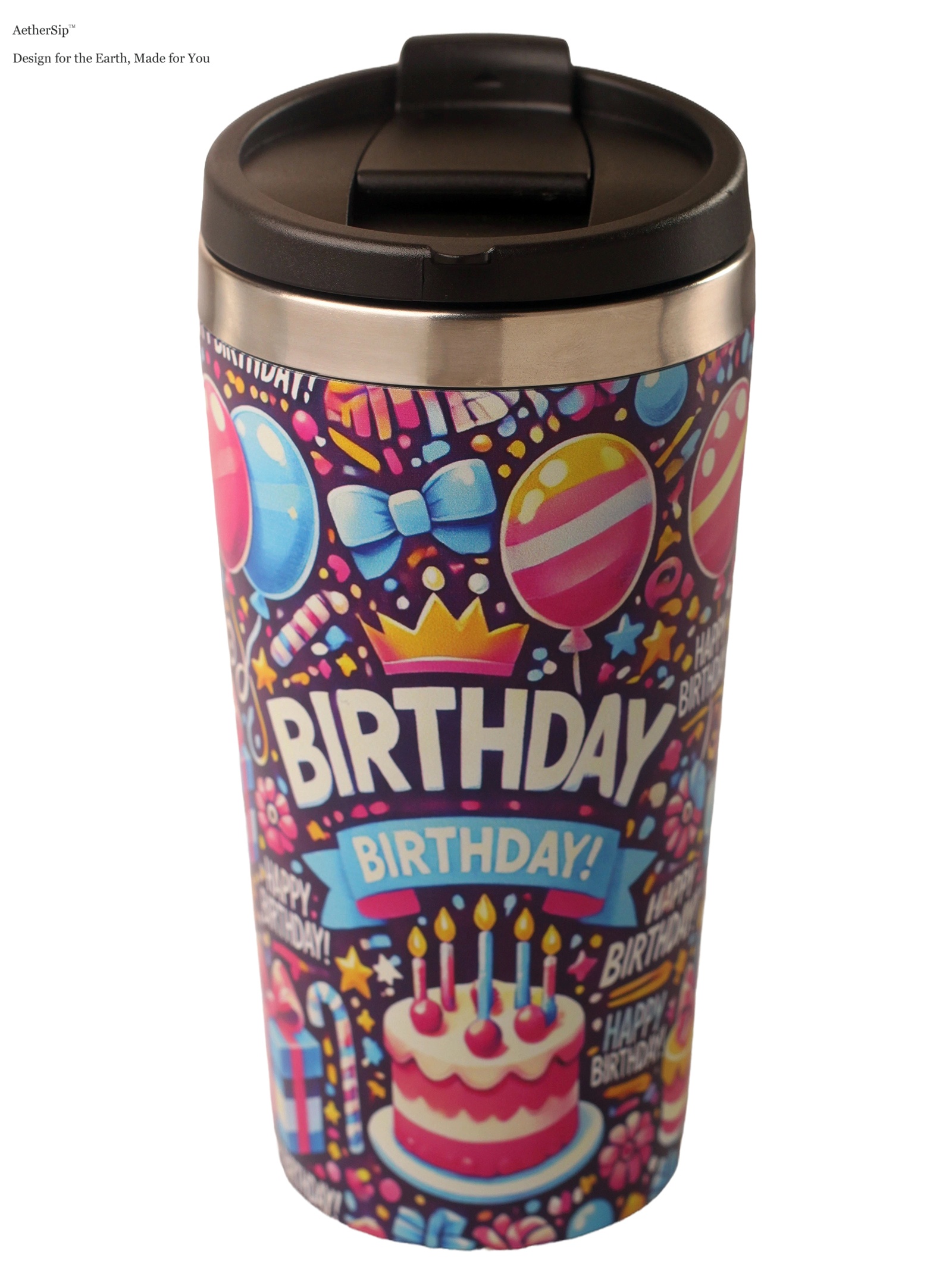 Birthday-Themed Travel Mug Alternate View 1