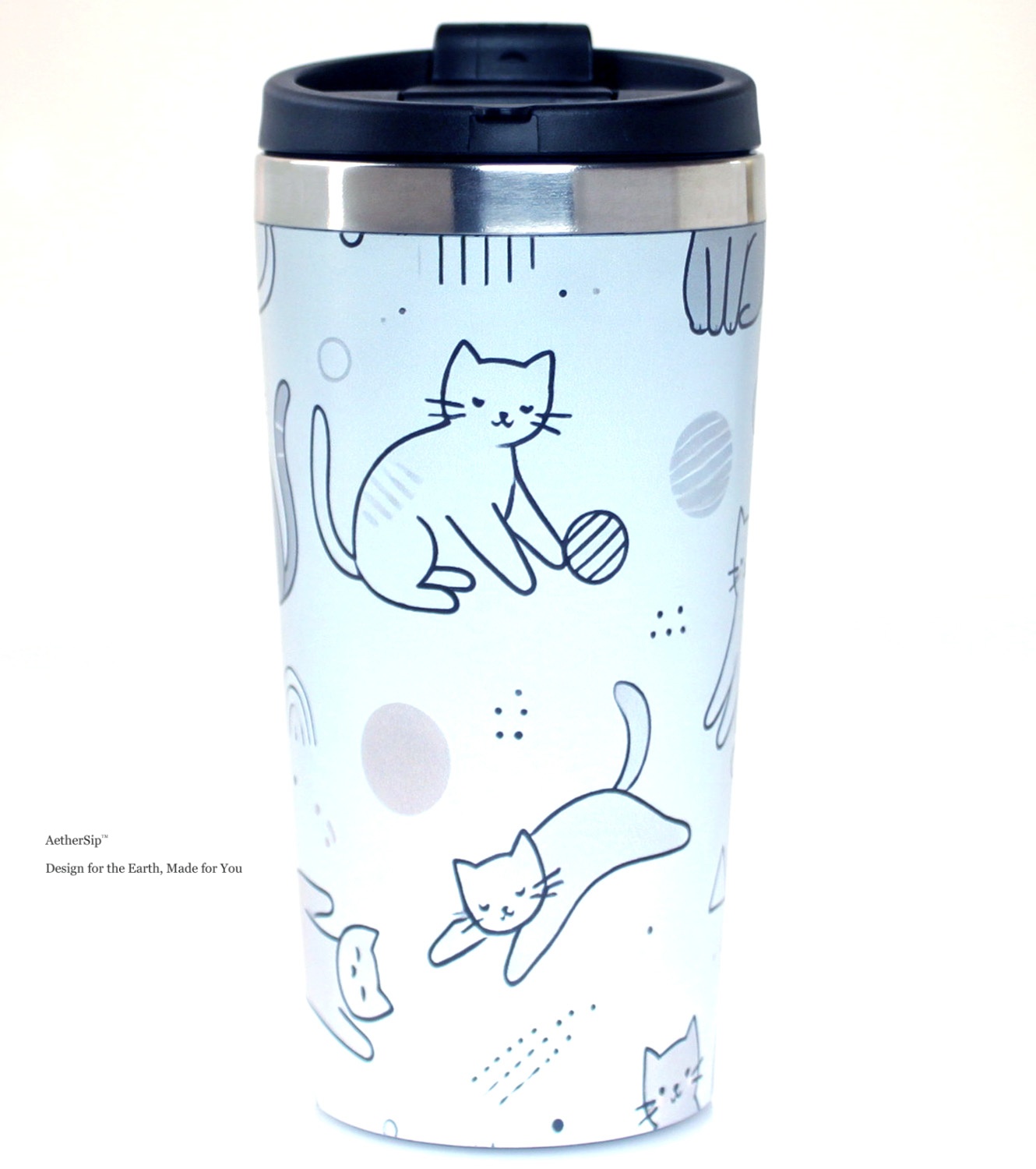 Cat-Themed Modern Minimalist Travel Mug