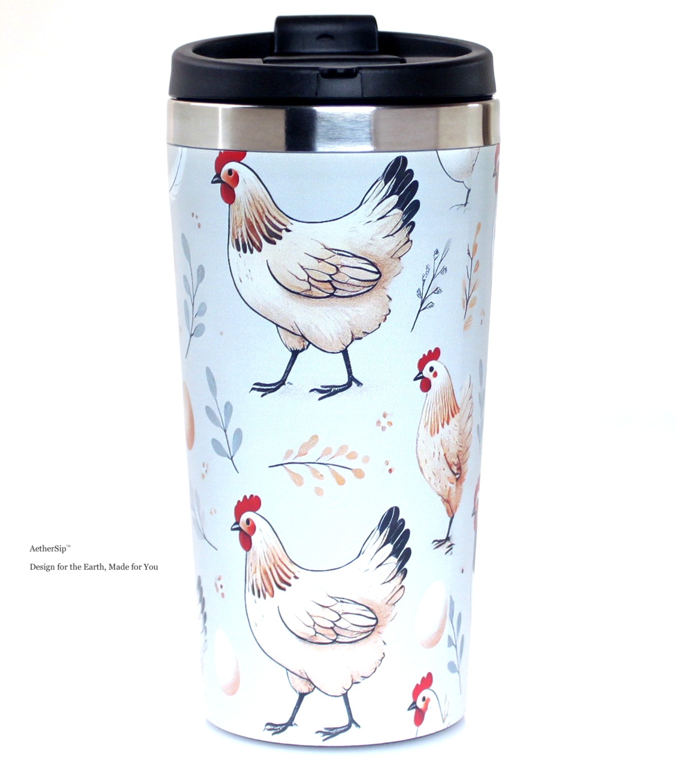 Chicken-Themed Farmhouse Travel Mug