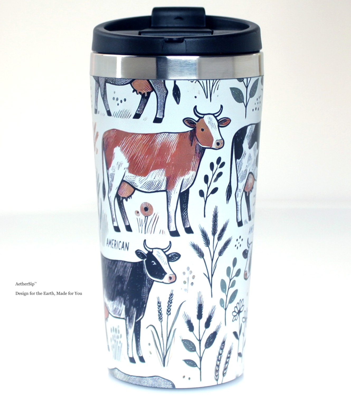 Cow-Themed Farmhouse Travel Mug