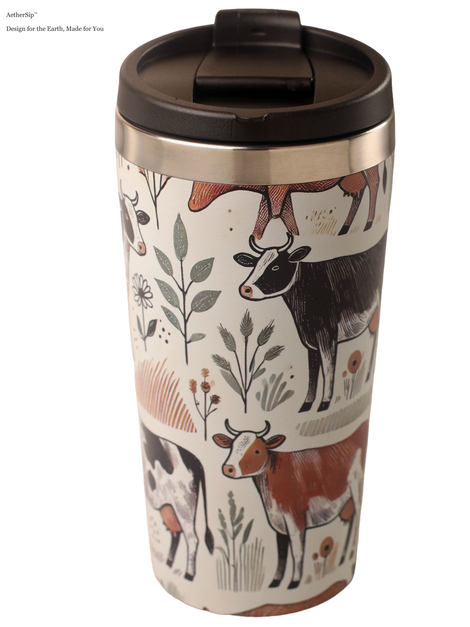 Cow-Themed Farmhouse Travel Mug Alternate View 1