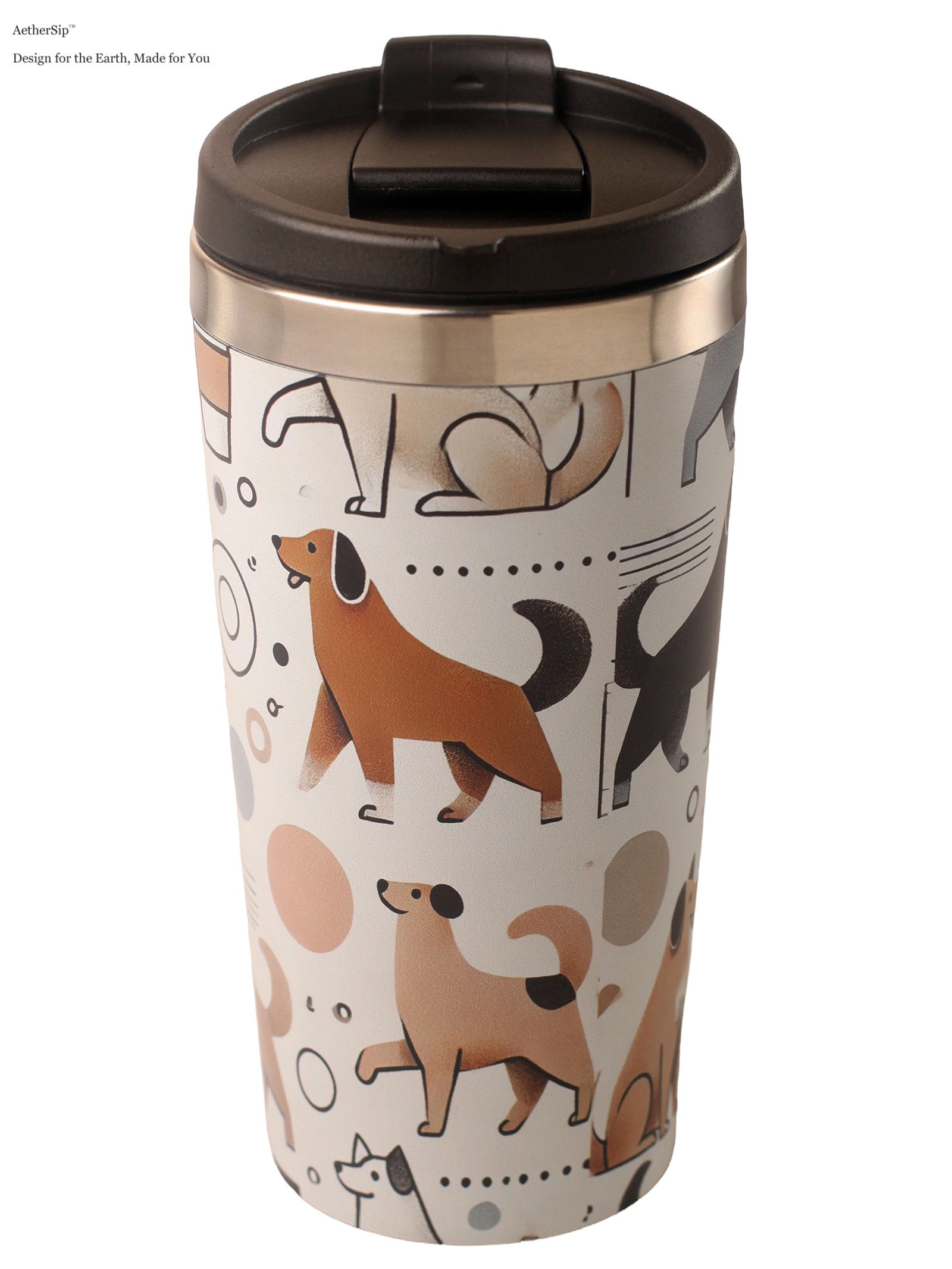 Dog-Themed Hand-Drawn Travel Mug Alternate View 1