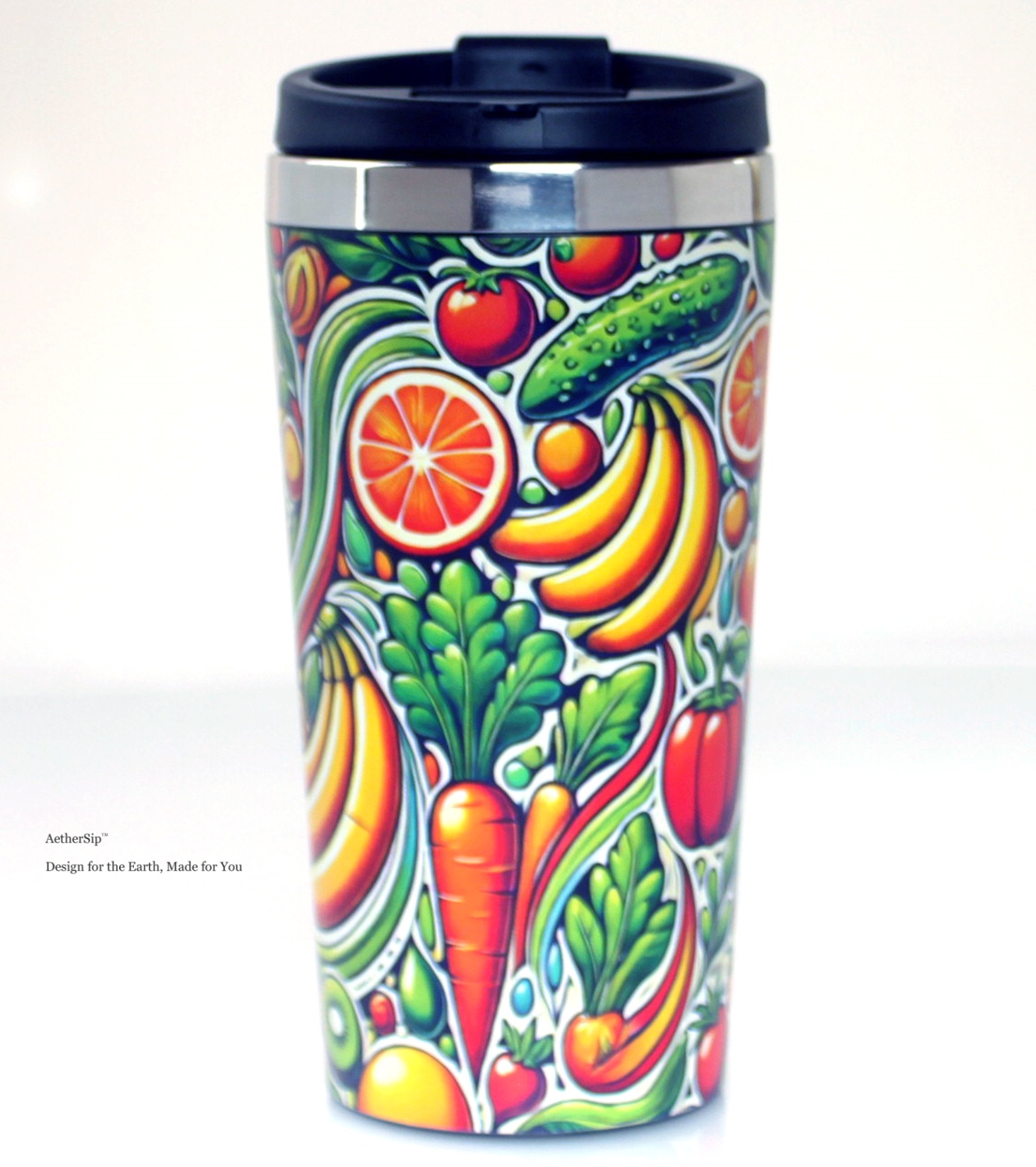 Fruit & Veggie-Themed Insulated Travel Mug