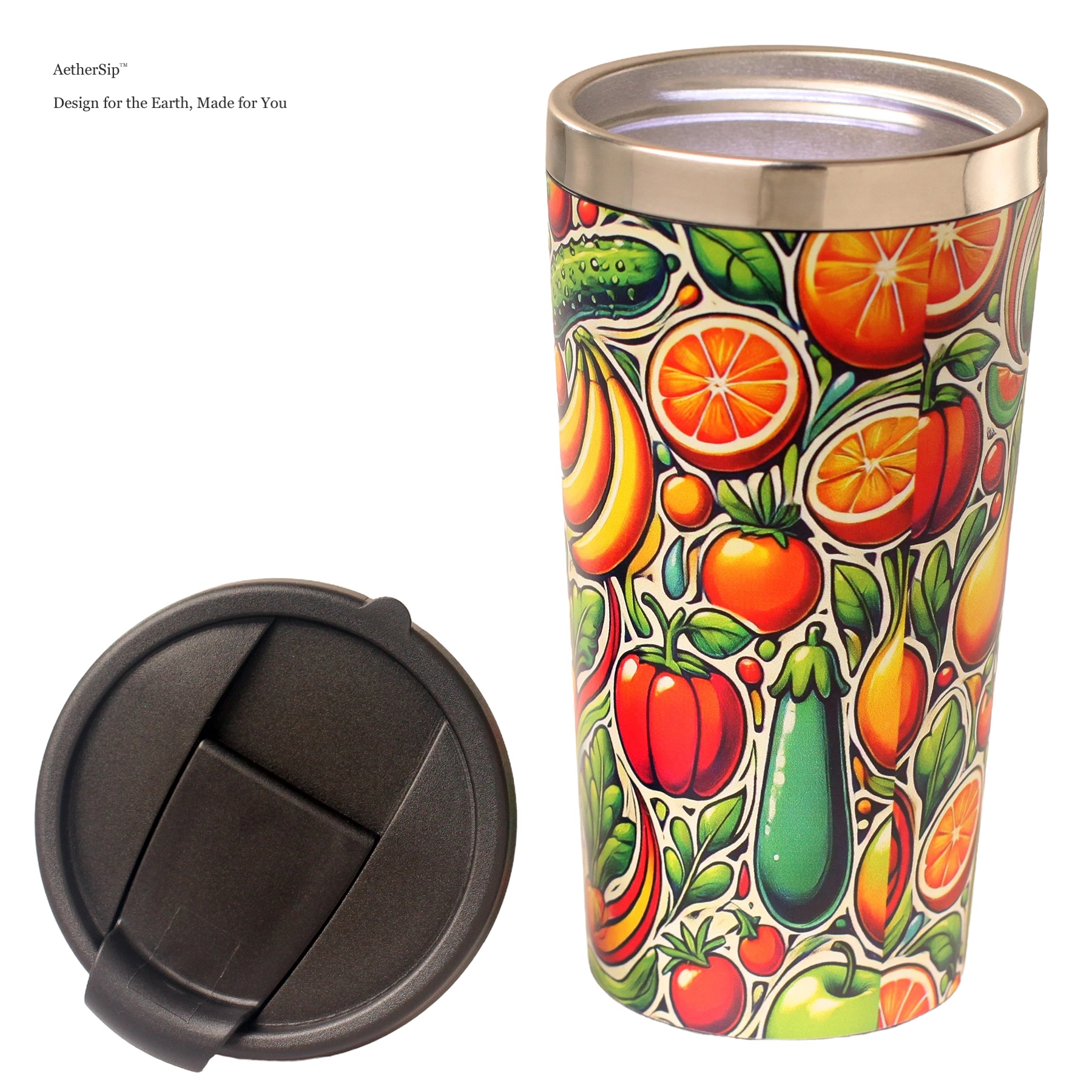 Fruit & Veggie-Themed Travel Mug Alternate View 2