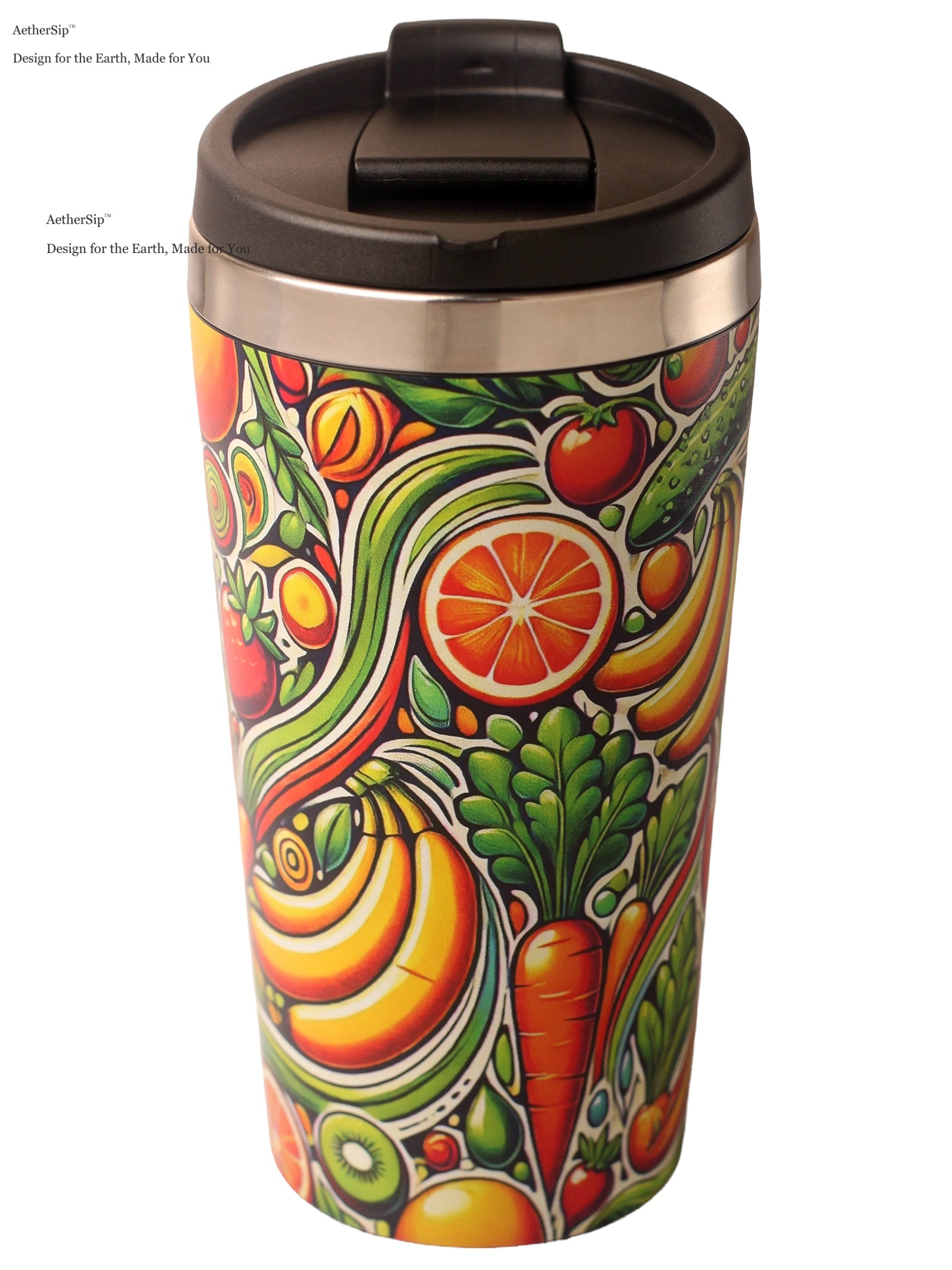 Fruit & Veggie-Themed Travel Mug Alternate View 1